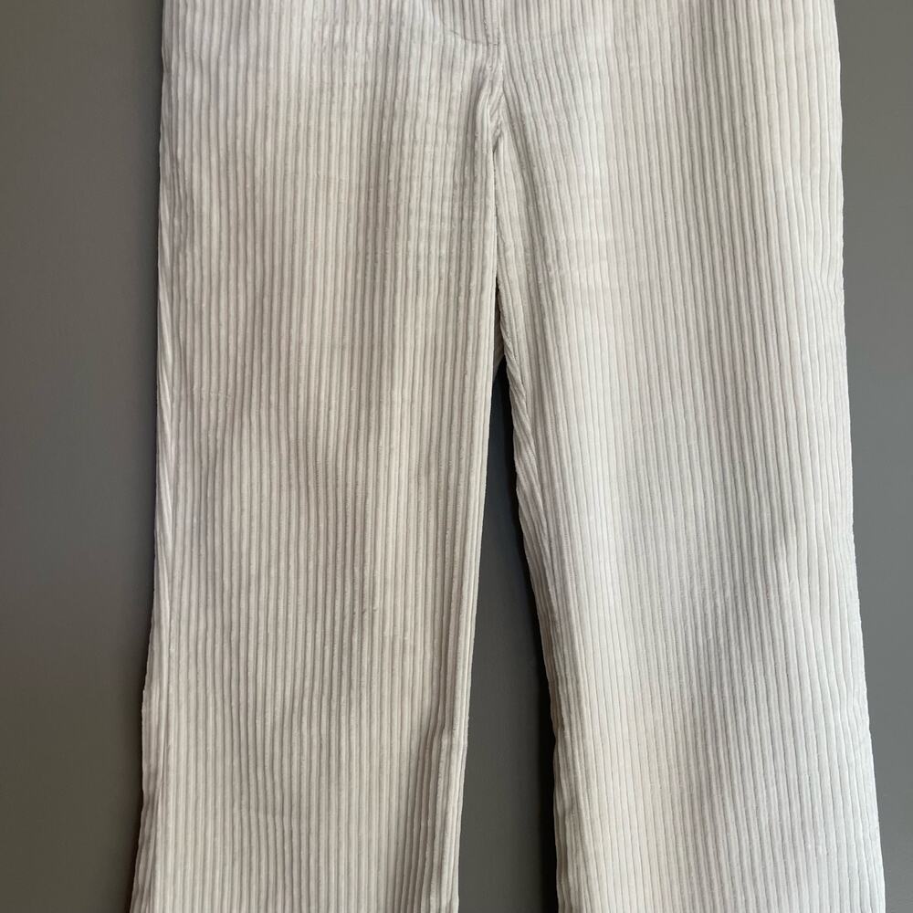 LA LIGNE Reece Trouser Ivory Size 2 Cream Corduroy Pant High Rise Wide Leg Chic - Picture 7 of 16